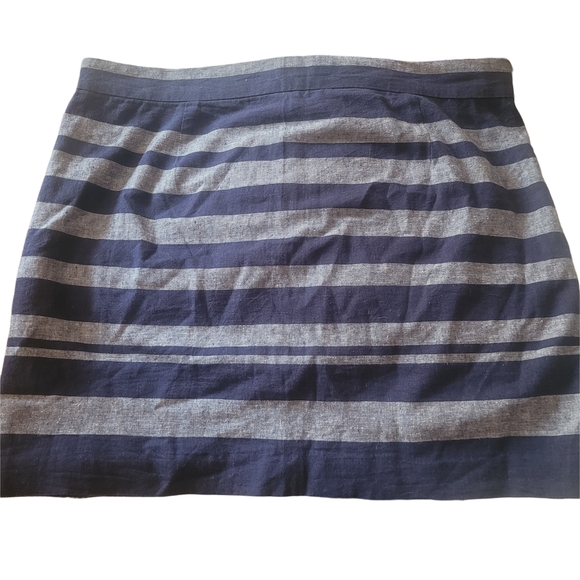 Gap Navy and Gray Striped Linen Blend Chambray Mini Skirt 8 - Picture 1 of 3